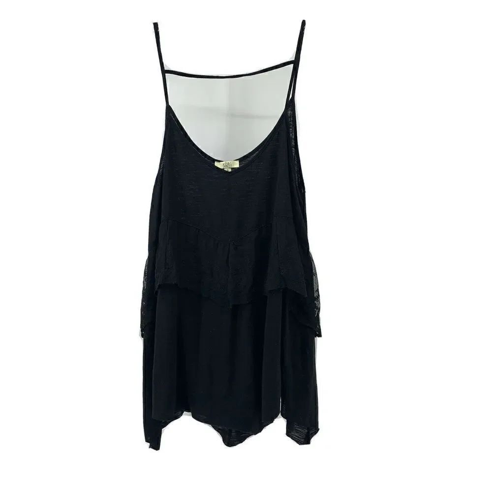 Kori America Back Ruffle Tank Top Small